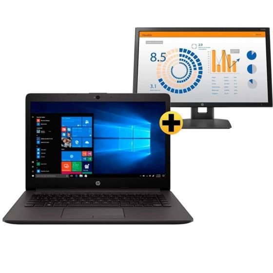 Notebook HP 246 G7 + Monitor HP V24b 14" (9MW01LA3) Loja Brasil
